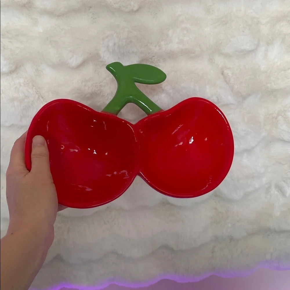 Red Cherry Shaped Ceramic Bowl pet feeder